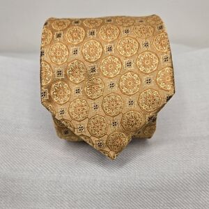 BOCARA Gold Geometric Patterned Tie XL (Extra Long)
